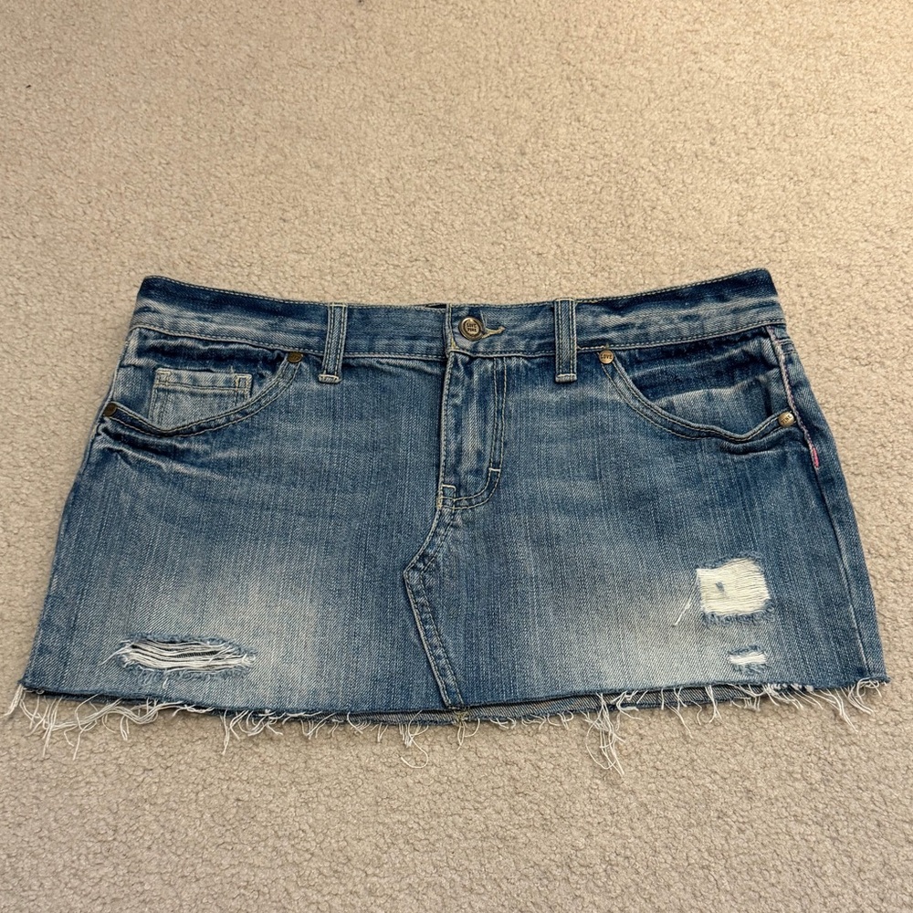 PINK Victoria's Secret Distressed Blue Mini Skirt
